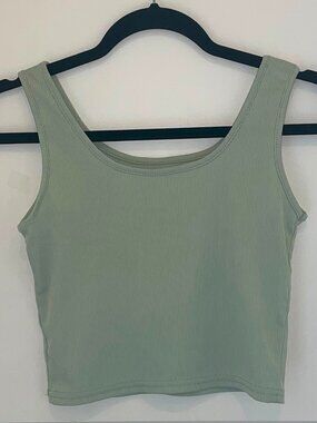Women’s Light Green Ribbed Crop Top Tank, Size M